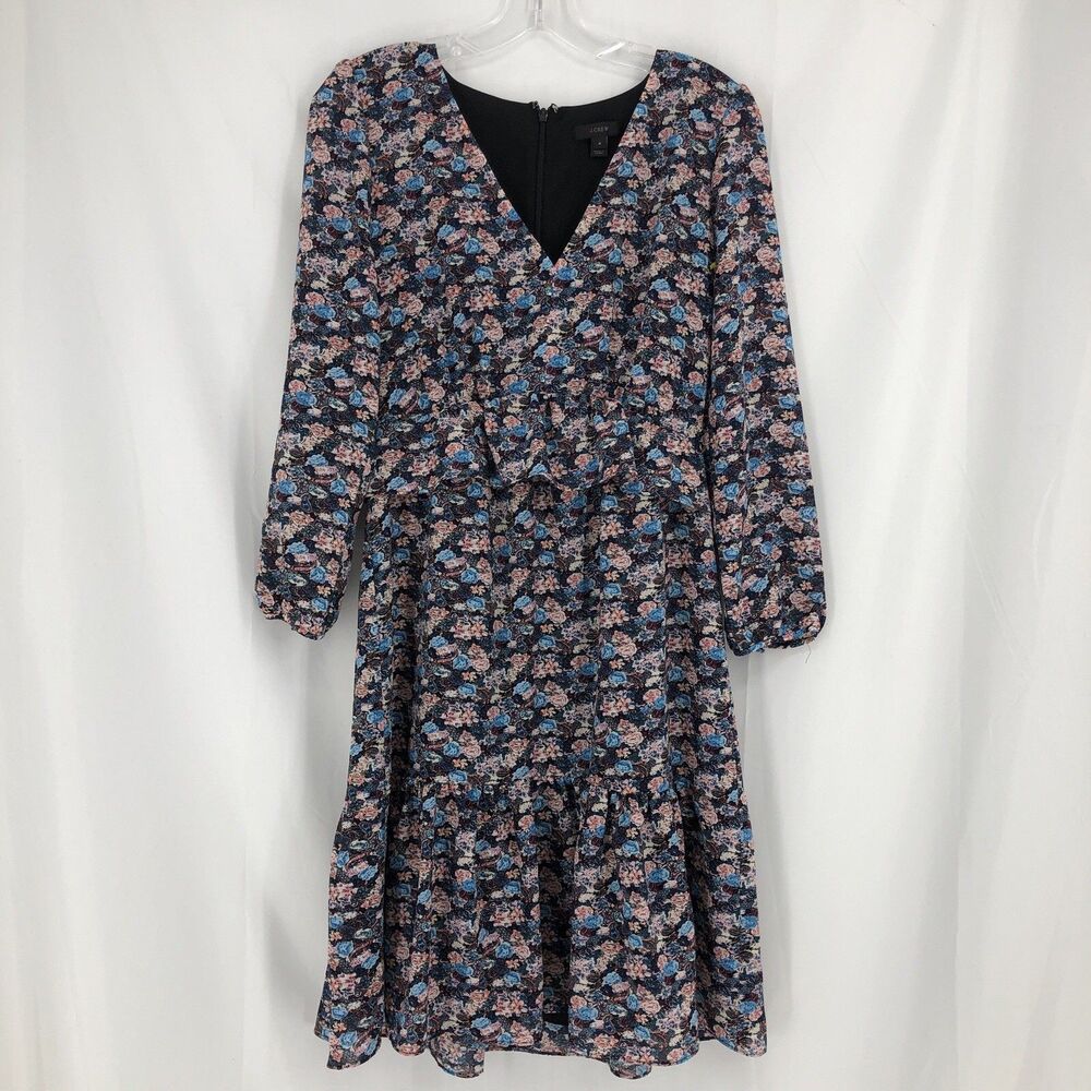 J. Crew Dress Size4 Floral Paisley Ruffle Hem Waist Wedding Shower